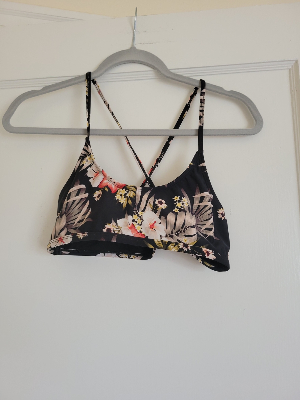 Hurley Black Floral Girls Bikini top